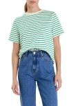 English Factory Striped Cotton Jersey Short Sleeve T-shirt In Green