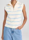 English Factory Stripe Sleeveless Half Zip Sweater In Multi