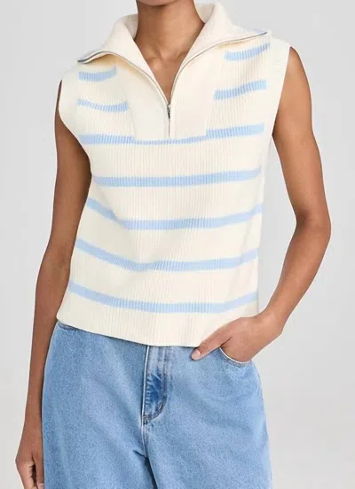 ENGLISH FACTORY STRIPED HALD VEST KNIT VEST IN IVORY/POWDER BLUE