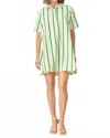 English Factory Striped Kaftan Mini Dress In Cream Green Stripe In White