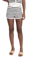 ENGLISH FACTORY STRIPED KNIT SHORTS IVORY/BLACK