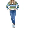 ENGLISH FACTORY STRIPED KNIT SWEATER IN GREEN MULTI
