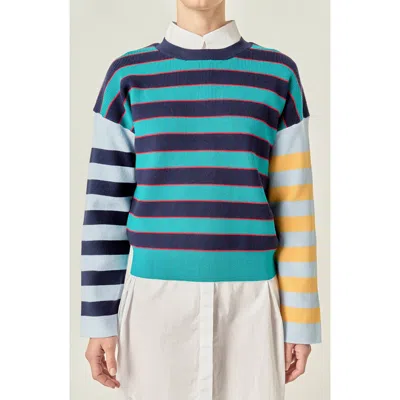 English Factory Striped Knit Top In Multi