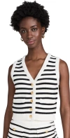 English Factory Striped Knit Vest Ivory/black In Ivory/black