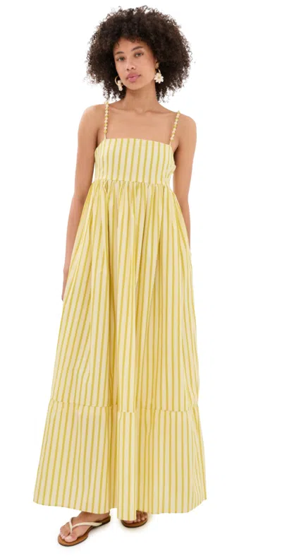 English Factory Stripe Sleeveless Maxi Dress In Gold