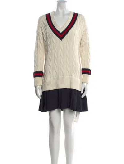 Pre-owned English Factory Striped Mini Dress In Neutral