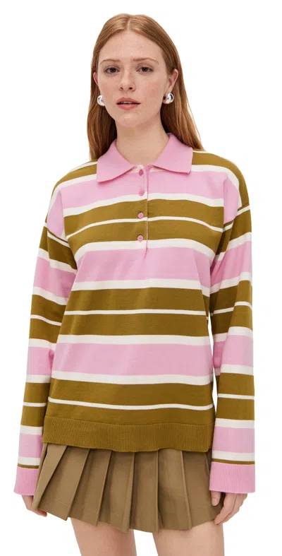 English Factory Stripe Polo Shirt In Multi