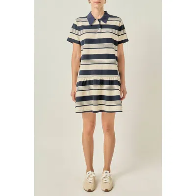 English Factory Striped Polo Minidress In Multi