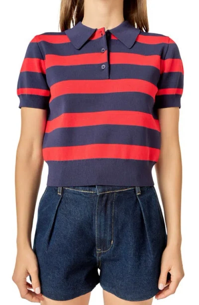 English Factory Striped Polo In Blue