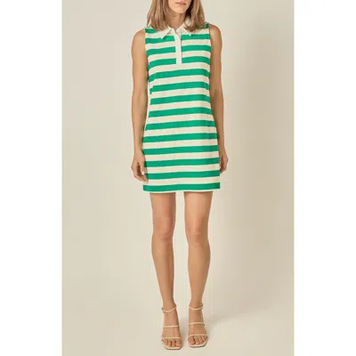 English Factory Striped Sleeveless Knit Minidress In Green
