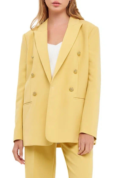 English Factory Structured Double Breasted Blazer In Daffodil