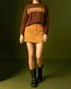 English Factory Suede Mini Skort In Camel