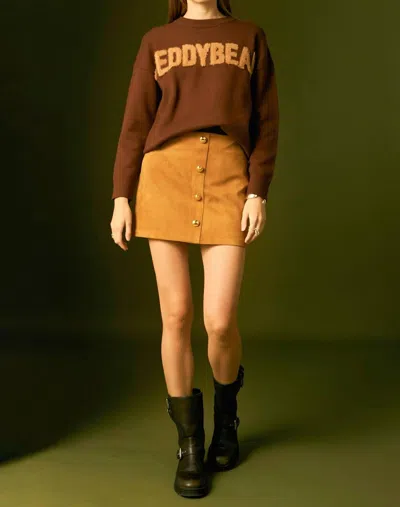 English Factory Suede Mini Skort In Camel