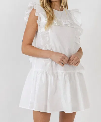 English Factory Tea Party Ruffled Mini Dress In White