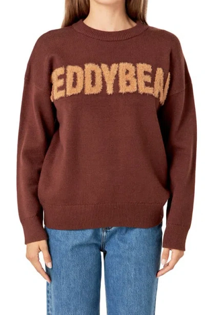 English Factory Teddy Bear Sweater In Brown