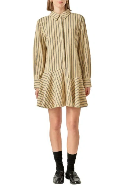 ENGLISH FACTORY ENGLISH FACTORY TEXTURE COLLAR LONG SLEEVE MINI SHIRTDRESS