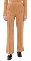 English Factory Pull-on Straight Leg Rib Knit Pants In Camel