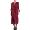 English Factory Textured Chiffon Dress In Bordeaux
