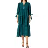 English Factory Textured Chiffon Dress In Emerald