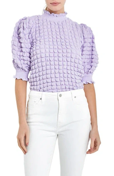English Factory Textured Mock Neck Top In Lavender
