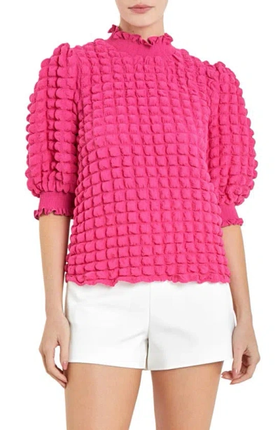 English Factory Textured Mock Neck Top In Pink