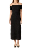 ENGLISH FACTORY ENGLISH FACTORY TEXTURED OFF THE SHOULDER MIDI DRESS