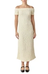 English Factory Textured Off The Shoulder Midi Dress In Cream