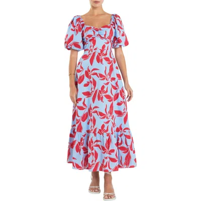 English Factory Tie Back Maxi Dress In Blue Multi