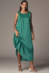 English Factory Tie-strap Pleated Midi Dress In Green