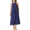English Factory Tie Strap Trapeze Midi Sundress In Blue