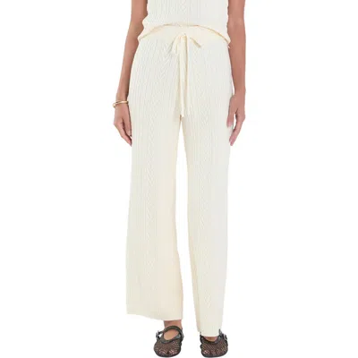 English Factory Tie Waist Cable Stitch Pants In Ivory