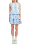 ENGLISH FACTORY ENGLISH FACTORY TIERED GINGHAM SLEEVELESS DRESS