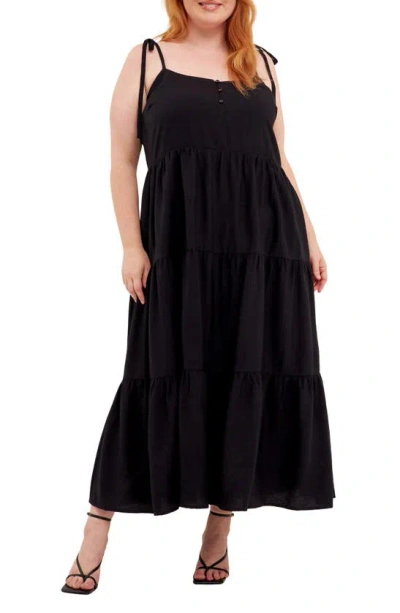 English Factory Tiered Maxi Dress In Black
