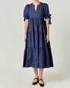 English Factory Tiered Midi Dress In Blue