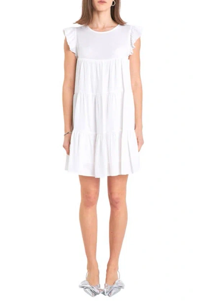 English Factory Tiered Ruffle Cotton Blend Dress In White