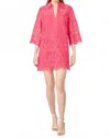 English Factory Embroidered Collar Mini Dress In Fuchsia In Animal Print
