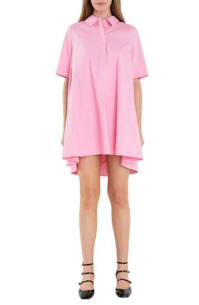 English Factory Trapeze Cotton Shirtdress In Pink