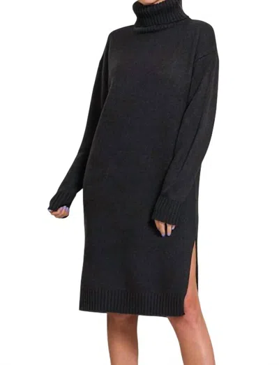 English Factory Turtleneck Midi Dress In Black