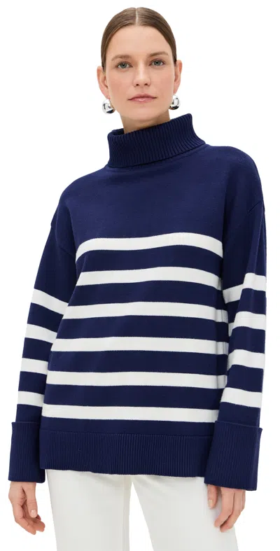 English Factory Turtleneck Stripe Sweater Navy/white