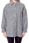 English Factory Tweed Button-up Shirt Jacket
