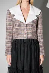 English Factory Tweed Cropped Blazer In Multi In Multi