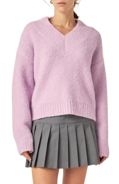English Factory V-neck Sweater In Lilac