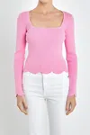 English Factory Scallop Hem Sweater In Pink