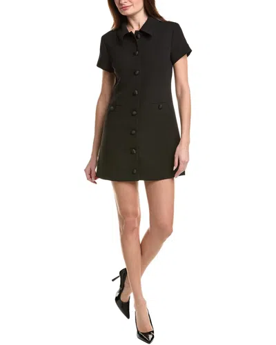 English Factory Velvet Button Collar Mini Dress In Black