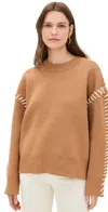 English Factory Whip Stitch Sweater Camel/ivory In Camel/ivory