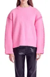 ENGLISH FACTORY WHIPSTITCH ACCENT CREWNECK SWEATER IN PINK