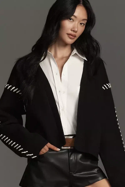 English Factory Whipstitch Cardigan Sweater In Black