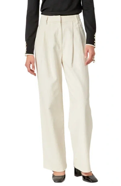 English Factory Wide Leg Corduroy Pants In Off White