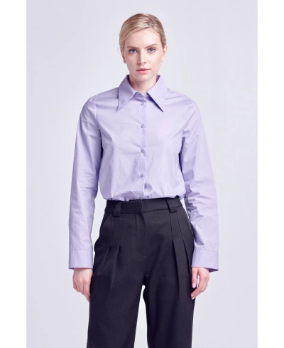 English Factory Women's Accent Collar Poplin Dress Shirt In Lavender