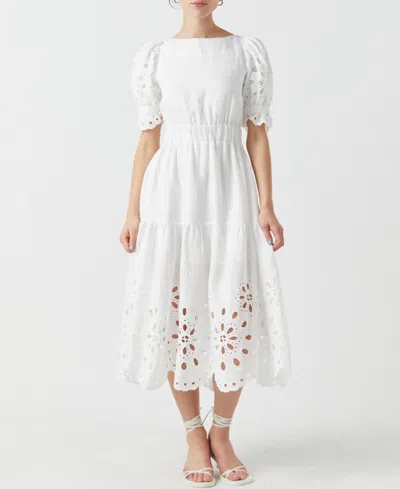 English Factory Women's Boat-neck Linen Midi Dress